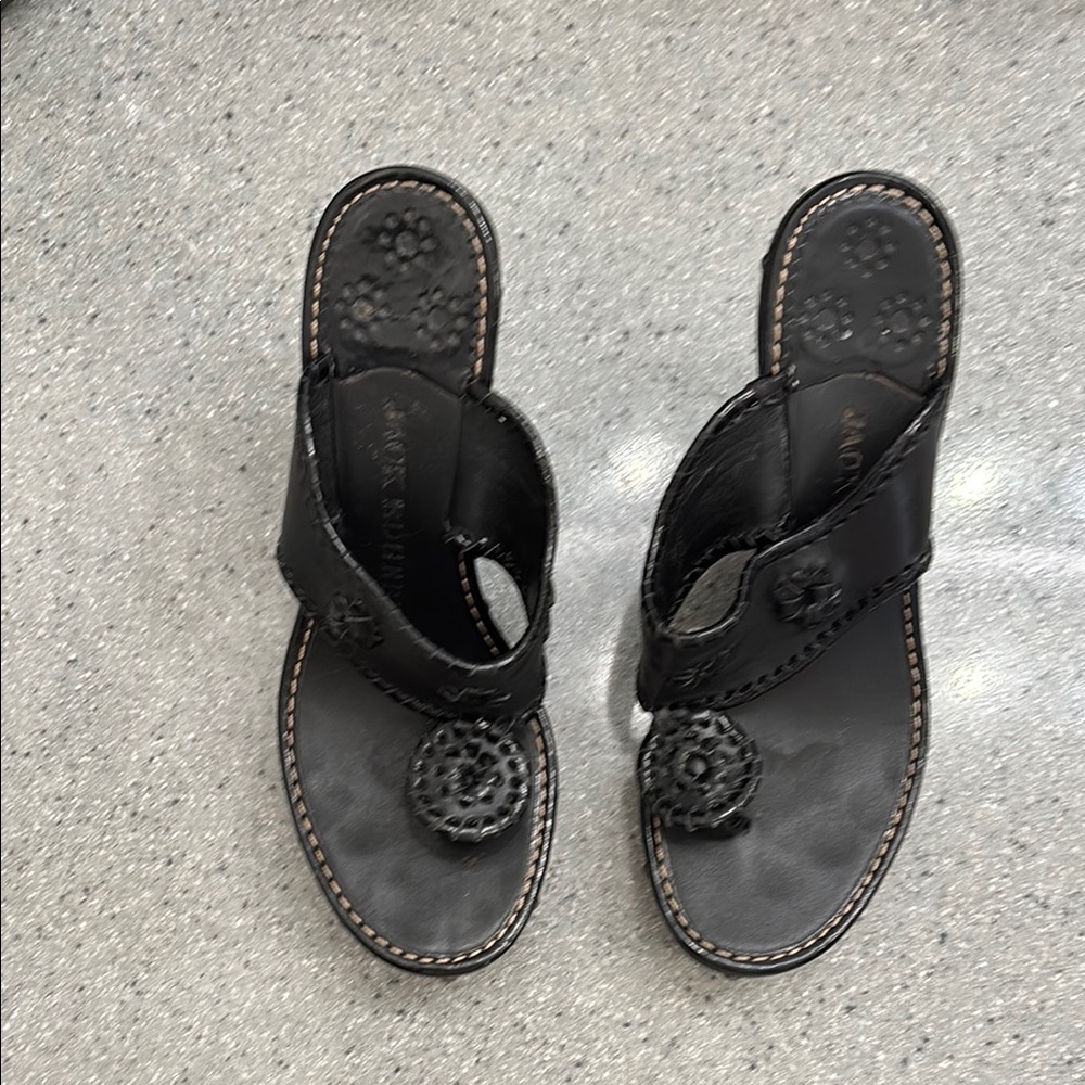 Jack Rogers Black Sandals with Medallion